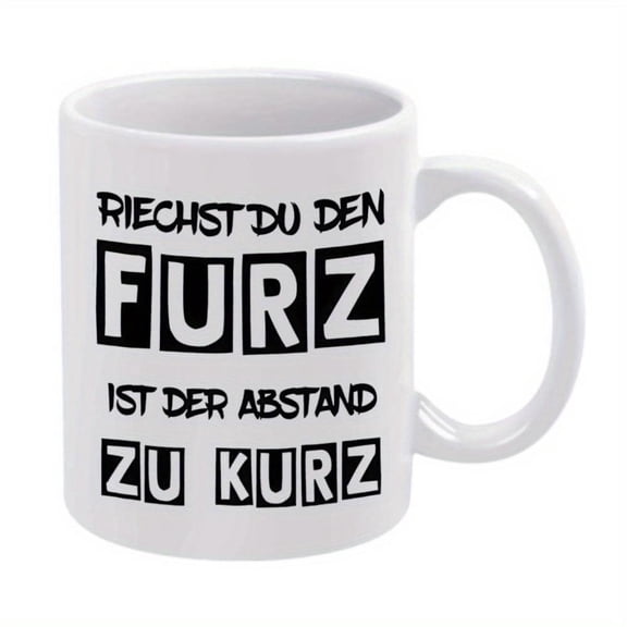 1pc Humorous Ceramic Mug 11oz Riechst du den Frzt Quote White with Black Text Coffee Beverages Ideal Birthday or Holiday Hand Wash Only Coffee Mug
