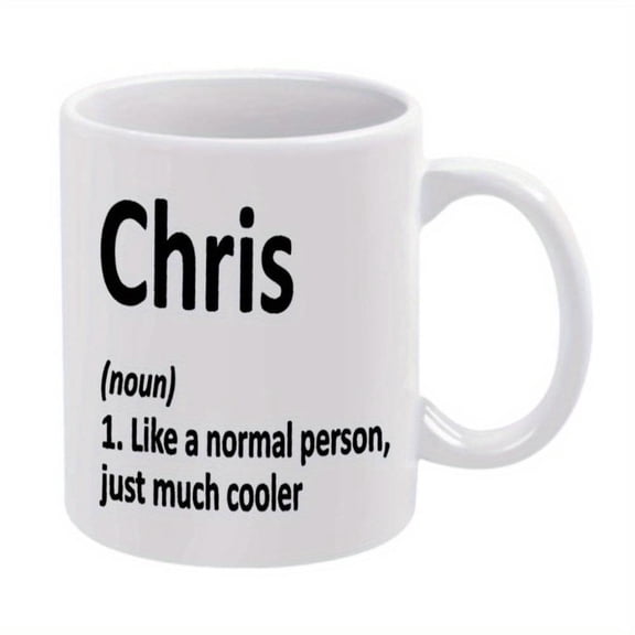 1pc Humorous Chris Definition Cooler Ceramic Mug 11oz 360ml White Coffee Cup with Black Text Funny Birthdays Holidays Office Home Use Coffee Bar Accessories Birthday Present Playfu