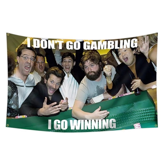 1pc, I Don't Go Gambling I Go Winning Flag Banner, 2*3ft(60*90cm) /3x5ft (90*150cm), 4 Grommets, Single-Sided Printing, for Indoor, Outdoor, Home, Room, Dorm, Man Cave, Bedroom