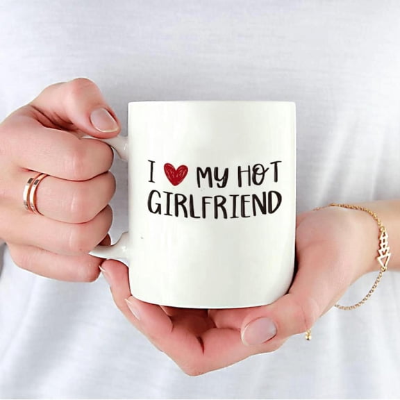 1pc I Love My Hot Girlfriend Boyfriend Coffee Mug White Ceramic Cup with Bold Black Lettering Red Heart Dishwasher Reusable Drinkware Valentine s Birthday Holiday Gifts Couples