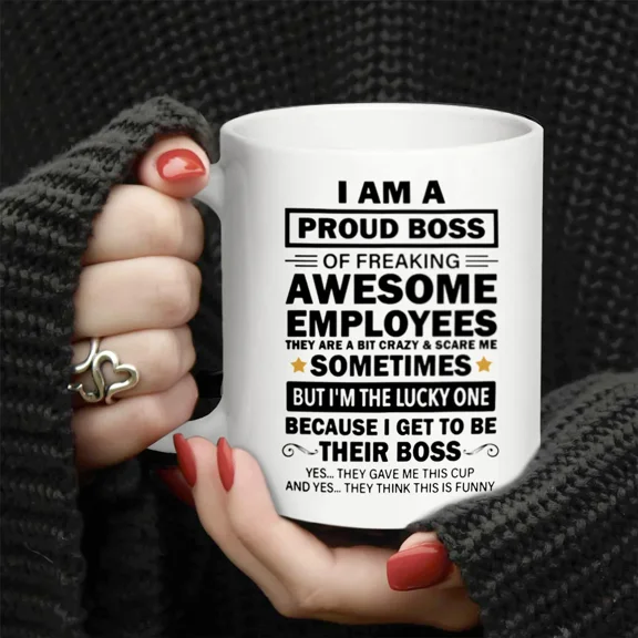 1pc, I'm A1 Proud B1O1SS Of AweS1ome Employees B1O1SS Gift From Employee Work Team Coworker Coffee Mug, Perfect Gift for B1O1SSes, 320ML