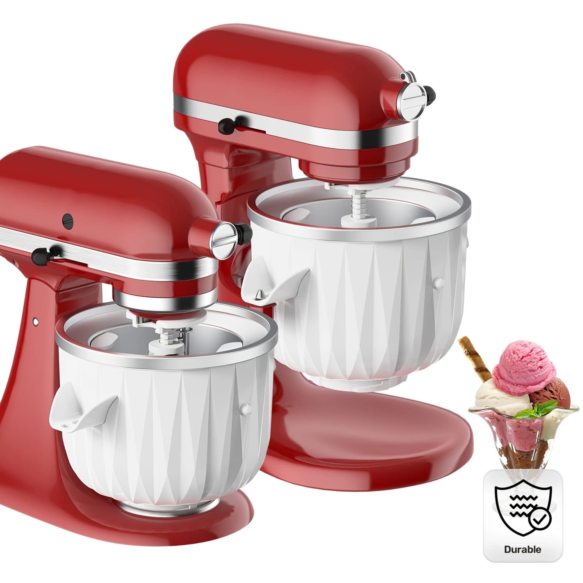 1pc Ice Cream Attachment for Stand Mixers - 4.5 Qt & Larger Compatible, Stainless Steel & Plastic Food-Safe Ice Cream Maker with Ergonomic Handle, Durable Design for Homemade Gelato, Yogurt, Sorbet