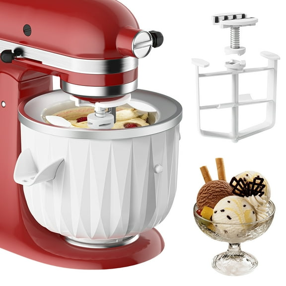 GVODE Ice Cream Maker Attachment for KitchenAid Stand Mixers (4.5QT & Larger) - Make 2 QT Ice Cream, Frozen Yogurt, Sorbet & Gelato