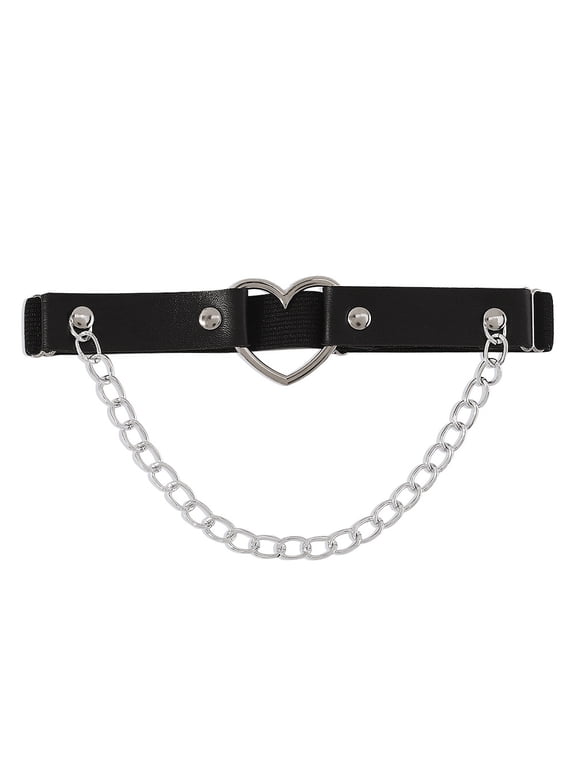 1pc Imitation Leather Tassel Alloy Leg Chain Gothic Thigh Chain 440mm for Women Black