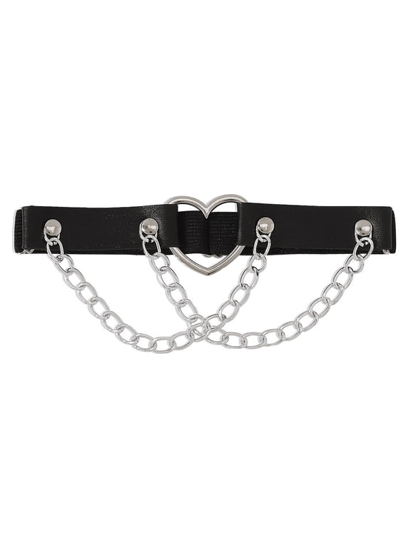 1pc Imitation Leather Tassel Alloy Leg Chain Gothic Thigh Chain for Women Black 440mm