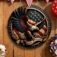 thumbnail image 1 of 1pc 4th of July Door Sign, Wooden Hanging Decoration, Independence Day USA 250th Anniversary Patriotic Round Wall Decor with Flag Background for Home Porch Decoration, 8", 1 of 6