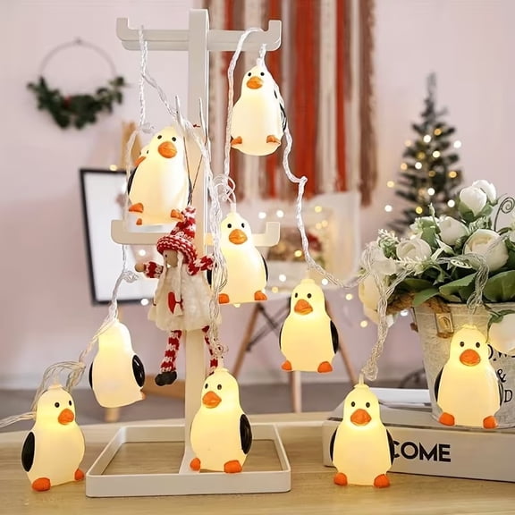 1pc Indoor LED Penguin String Lights, Animal-shaped Battery Box Decoration String Lights
