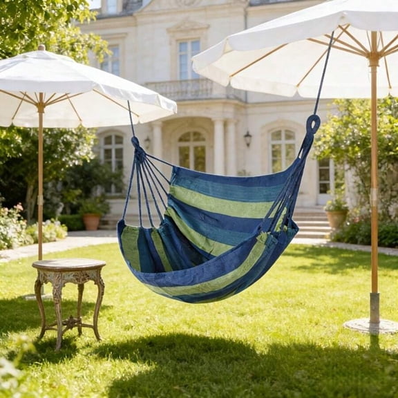 1pc Indoor & Outdoor Hammock Chair, Heavy Duty Wear-Resistant Thickened Canvas Hanging Swing Chair, Portable Foldable Leisure Hammock With Opp Sealed Storage Bag, Sturdy High Load