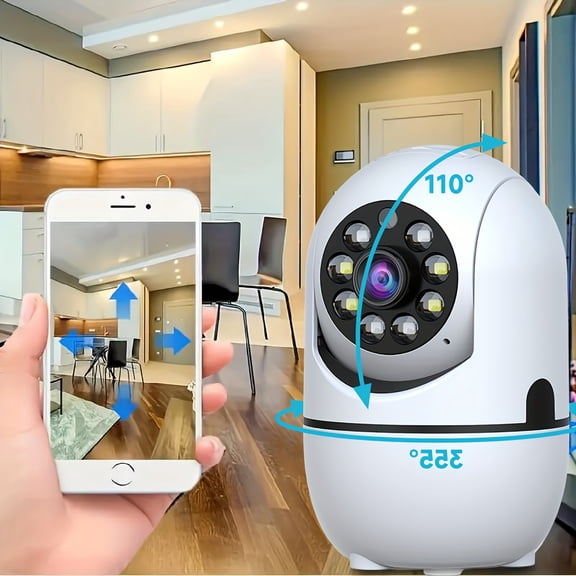 1pc Of Indoor Wireless Network Camera With 355 Pan & Tilt, Night Vision, Motion Detection, Pet Monitor, 2-Way Talk, 2.4/5G WiFi, Cloud &memory Card Storage, Alexa Compatible