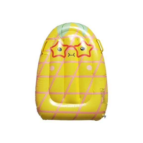 1pc Inflatable Fruit Floating Row, Cute Cartoon Surfboard with Handle & Lounge Handle, Beach Essentials Pool Float, Pineapple