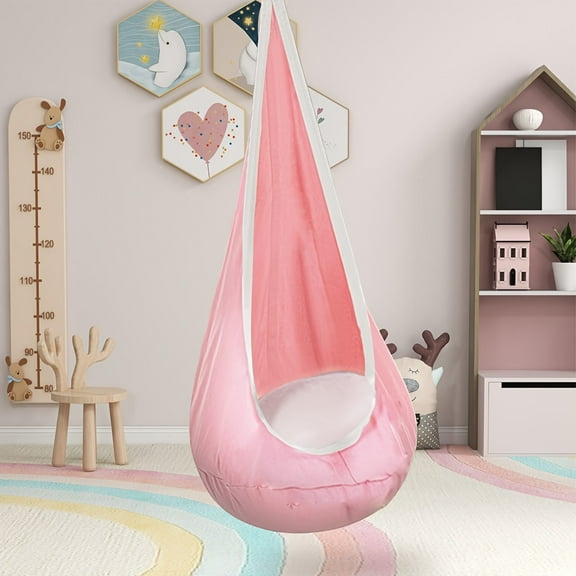 1pc Inflatable Hanging Chair with Cushion & Storage Pocket, Heavy-Duty Nylon Indoor/Outdoor Swing Chair with Installation Kit for Garden, Balcony, Living Room - Portable Lounge Chair for Adults