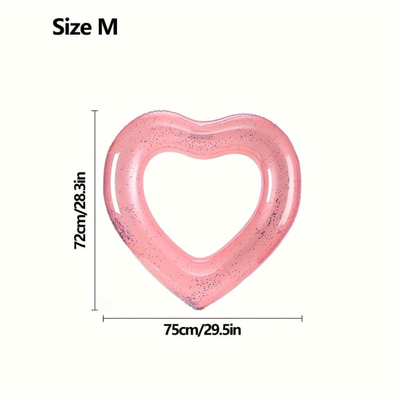 1pc Inflatable Heart-Shaped Swimming Ring, PVC Sequin Swimming Floating Ring, Suitable For Water Sports, Pool Parties