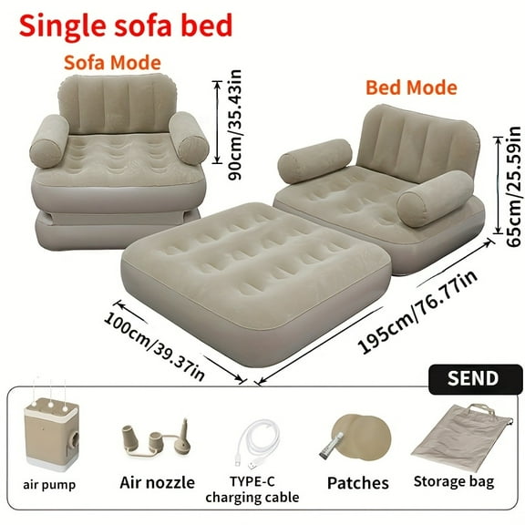 [1pc Inflatable Sofa] 1pc Automatic Inflatable Sofa | Outdoor Camping Air Sofa Chair, Foldable Inflatable Bed, Portable Air Bed, Can Be Used As Sofa, Mattress