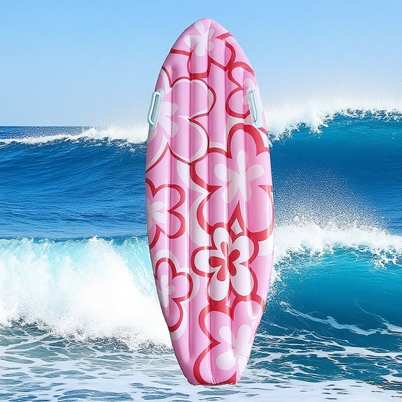 1pc Inflatable Surfboard for Beach Tropical and Luau Party Decorations, Inflatable Pool Float Beach Essentials, Pink