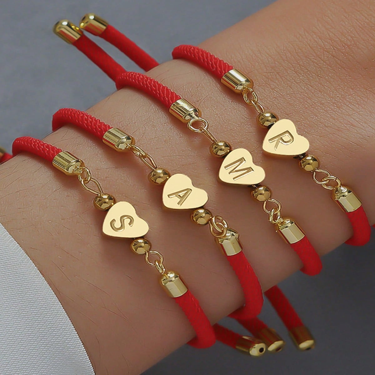 1pc Initial Bracelet - A-Z Letters (English alphabet), Adjustable Cord ...