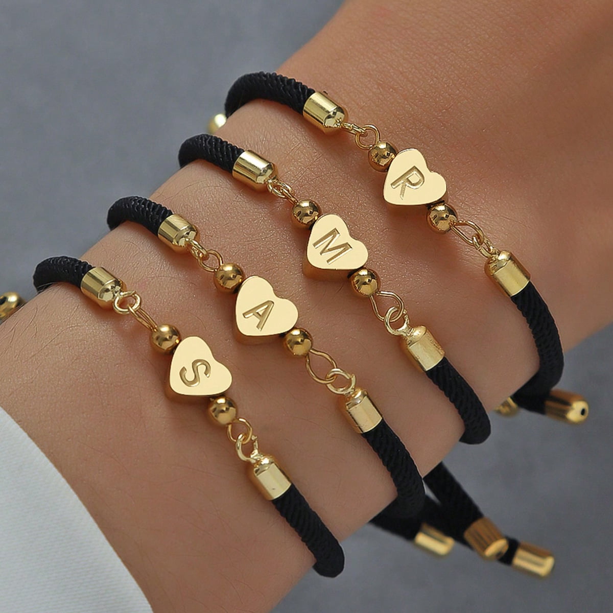 1pc Initial Bracelet - A-Z Letters (English alphabet), Adjustable Cord ...