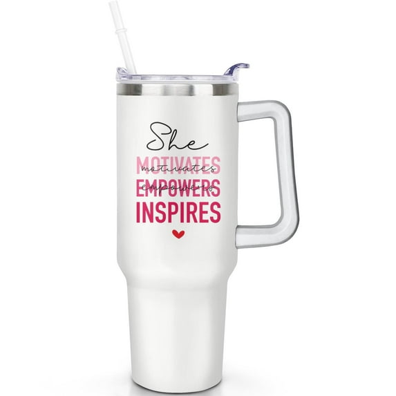 1pc Inspirational 40oz Tumbler with Straw & Handle - Insulated Stainless Steel Cup | Holiday Gift for Man Women (Christmas, Valentine's, Birthday)
