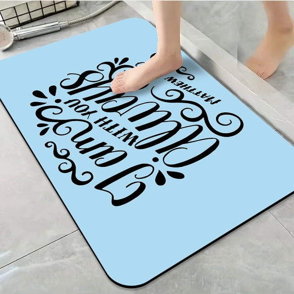 1pc Inspirational Bible Quote Bathroom Rug Bathroom Decor and Accessories- Durable,Anti Slip,And Quick Drying,Suitable For Indoor/outdoor Use - Perfect For Bathrooms,Bedrooms,Kitchens,Terraces