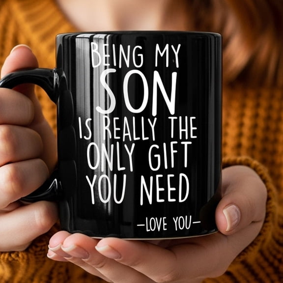 1pc Inspirational Father to Son Coffee Mug - Dad & Son Message Gift with "Being My Son Is the Only Gift You Need" Quote, Black & White Parent- Bonding Cup for Birthday, Graduation, Daily Use