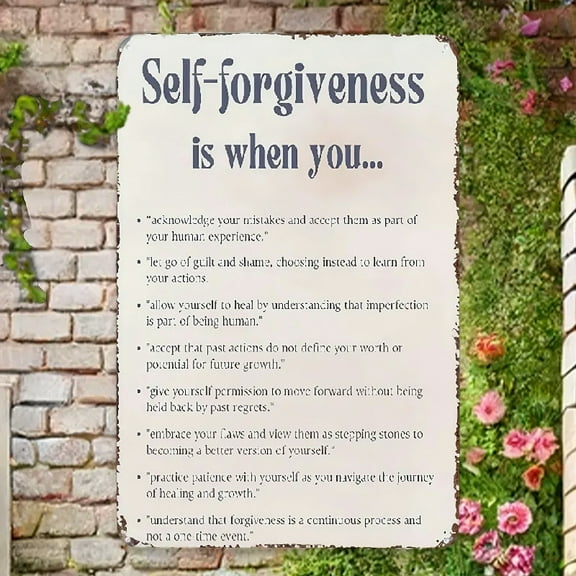 1pc Inspirational Self-Forgiveness Aluminum Metal Sign, Vintage Tin Wall Art, Multipurpose Hanging Decor for Home, Restaurant, Cafe, Door, Courtyard, Garage Metal plaque, Home