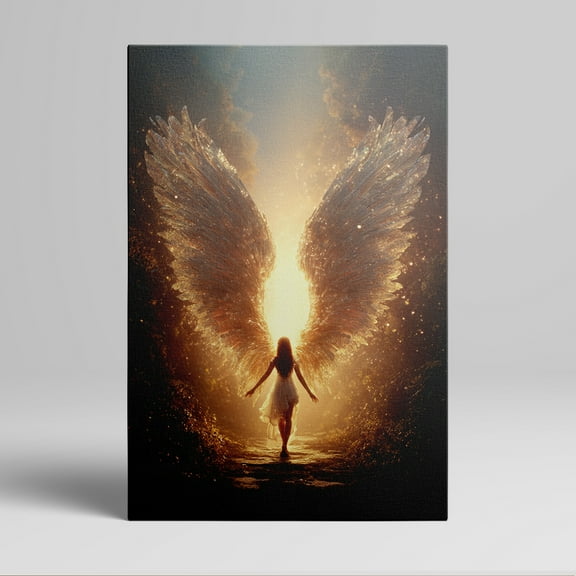 1pc Inspiring Angel - Woman with Glowing Crystal - like Wings Canvas Wall Art, framed Decor room hanging Wall Picture Decor for Home Gifts, living room, bathroom, bedroom, kitchen wall art decor