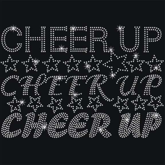 1pc Inspiring Word Cheer Up Glass Hotfix Rhinestone Iron on Appliques Costume Accessories for Clothes Bags Pants Word 297x210mm