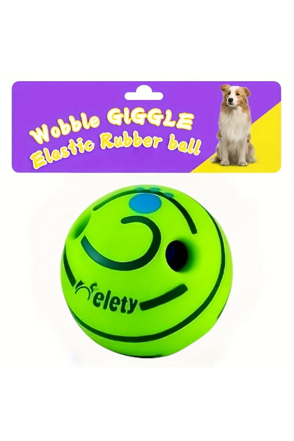 1pc Interactive Wobble Sound Dog Chew Ball - Heavy-Duty Textured, No Batteries, Teeth Cleaning for Aggressive Chewers/Large Breeds, Durable for Fetch/Tug-of-War/Indoor&Outdoor Play
