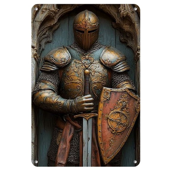 1pc - Intricate Roman Gladiator Metal Wall Art, Vintage Iron Sign, 8x12 Inches - Detailed Armor & Sword Design for Home, Kitchen, Garden, Bedroom, Bar Decor, Bedroom Artwork|Vintage Wall Art