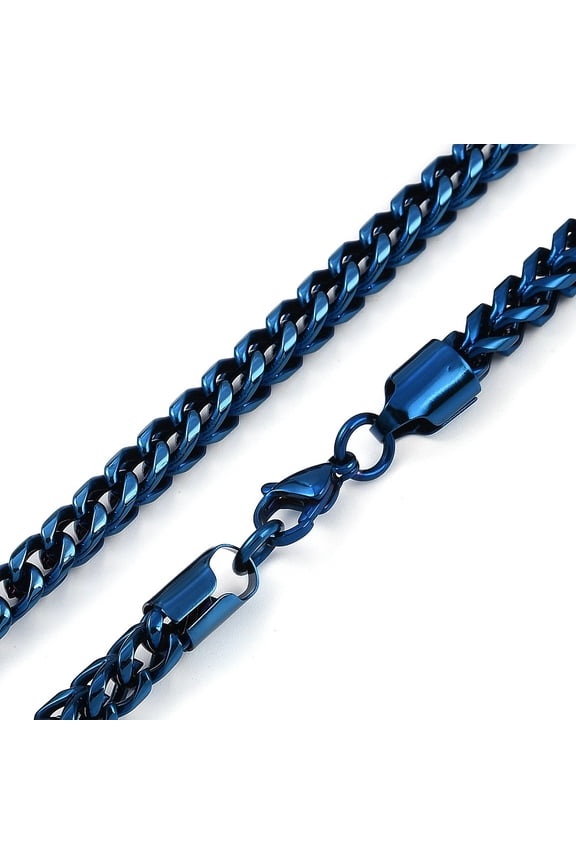 1pc Ion Plating(IP) 304 Stainless Steel Wheat Chain Necklaces for Men Blue 24.02 inch(61cm)