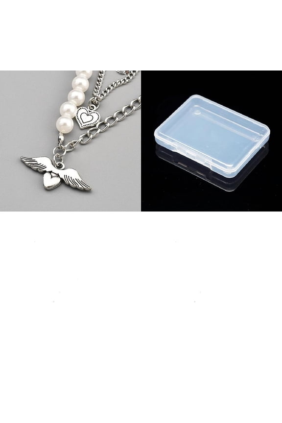 1pc Iron & Alloy Heart Pendant 3 Layer Necklaces for Women with Imitation Pearl White Platinum 15.08 inch(38.3cm)