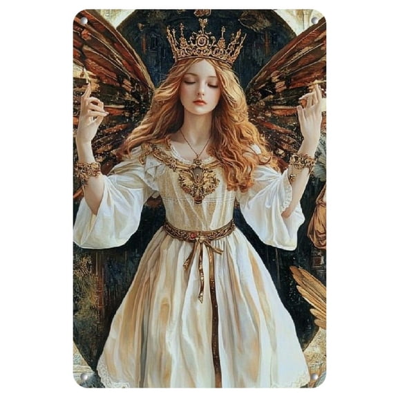 1pc, Iron Angel Wall Art Decorative Sign & Plaque - Multipurpose, High Definition UV Print, Indoor & Outdoor Use, Wall Hanging, English Language -Holiday Gifts, 8x12inch/ 20x30cm