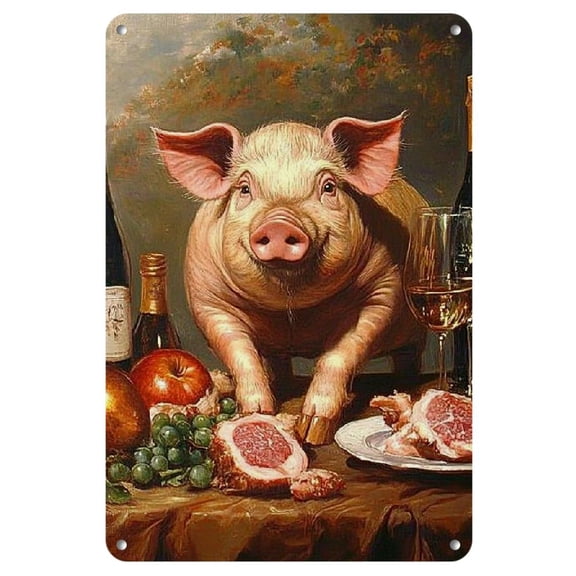 1pc Iron Pig Art Metal Sign - Faux Decorative Plaque for Home, Garden, Bedroom, Garage - Durable & High-Definition Printed Wall Decor, Ideal Gift