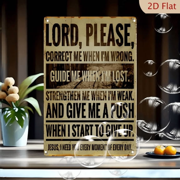 1pc  Iron, Please  Inspirational Quote Sign - 8*12 Inch Wall Hanging Decor for Home, Garage, Porch, Cafe, Club - Weatherproof UV Ink Religious Plaque, Multipurpose, No Electricity Nee
