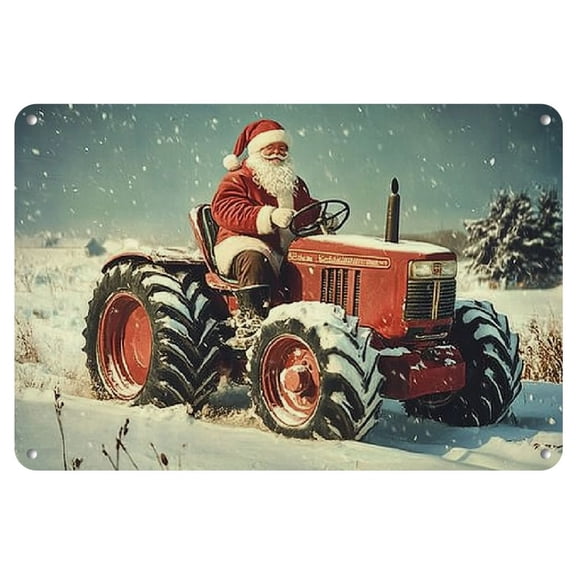 1pc Iron Santa Claus on a Tractor Sign for Home, Cafe, Bar Decor, Perfect for Room Decor