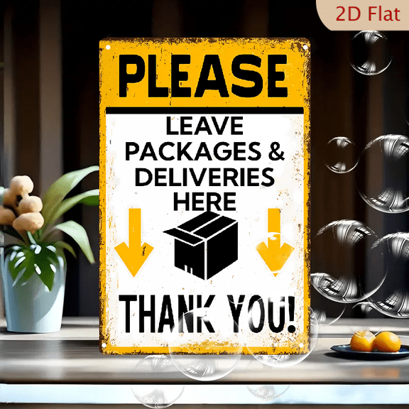 1pc Iron Sign, Please Put Packages and Deliveries Here, Thank You! Suitable for Bedroom, Bar, Garage, and Garden Outdoor Decoration, 2D Flat, Iron Material, Wall Hanging, Frameless, No Text, Wit