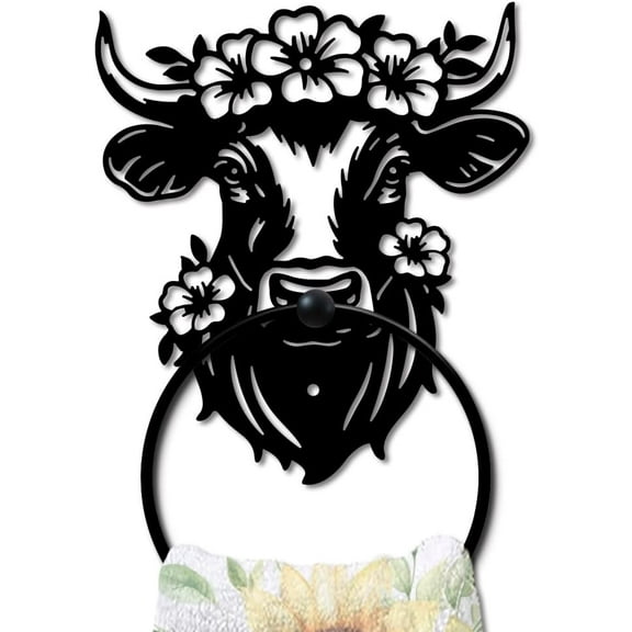 1pc Iron Wall Mounted Hanging Ring Decorative Organizer Rack Cattle 200x180mm.