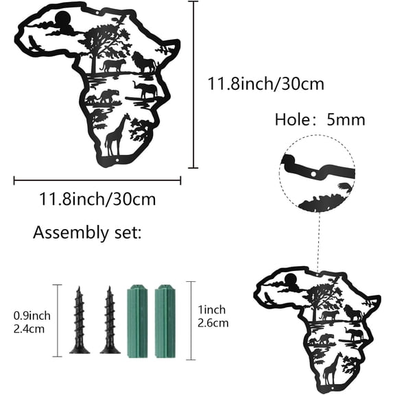 1pc Iron Wall Signs Metal Art Wall Decoration for Living Room Home Office Garden Kitchen Hotel Balcony Map 300x300x1mm Hole: 5mm