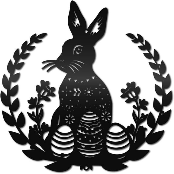 1pc Iron Wall Signs Metal Art Wall Decoration for Living Room Home Office Garden Kitchen Hotel Balcony Rabbit 300x300x1mm Hole: 5mm