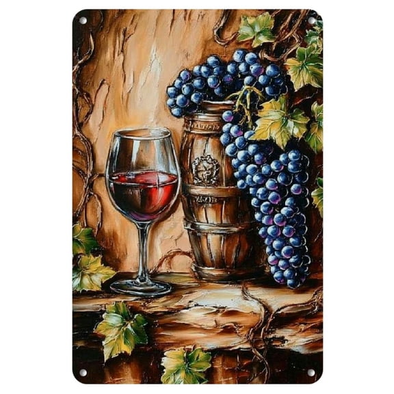 1pc Iron Wine Wall Art - Multipurpose Metal Hanging Sign for Home, Living Room, Farmhouse, Bar & Restaurant Decor - Weather-Resistant Outdoor/Indoor Decoration with Pre-Drilled Mounting