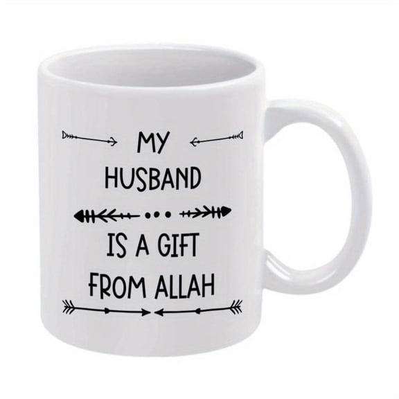 1pc Islamic Wedding Anniversary Birthday Husband Arabic My Husband is a from Coffee Cup Couples Mug Ceramic Cup with Design Ideal Present Husband No Assembly Needed Thoughtful Keep