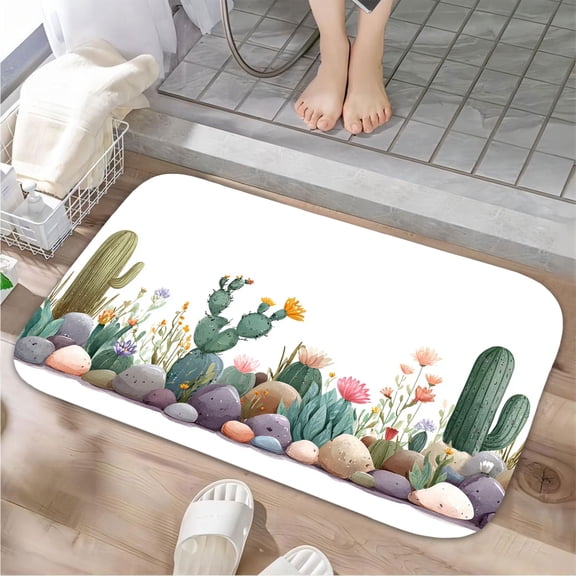 1pc Japanese Crane and Wave Scene Bathroom Rug Bathroom Decor and Accessories- Durable,Anti Slip,And Quick Drying,Suitable For Indoor/outdoor Use - Perfect For Bathrooms,Bedrooms,Kitchens