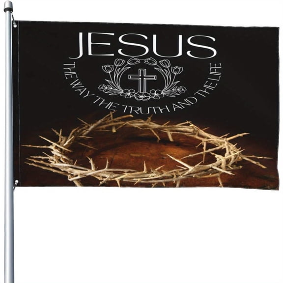 1pc Jesus Is The Way, The Truth, And The Life" 4x6ft Christian Flag Durable Polyester with Metal Grommets