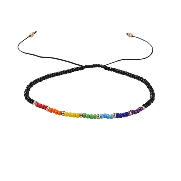 1pc Jewelry Nylon Thread Beads Bracelets with Seed Beads Black 46~75mm
