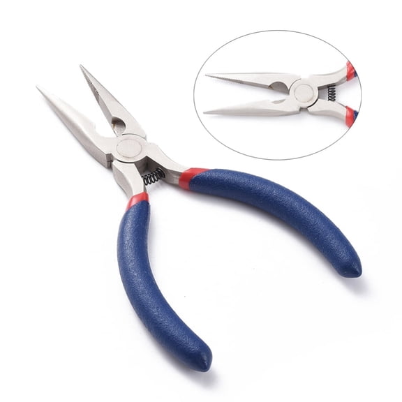 1pc Jewelry Pliers #50 Steel(High Carbon Steel) Wire Cutter Pliers Chain Nose Pliers Serrated Jaw 135x53mm Midnight Blue 135x53mm
