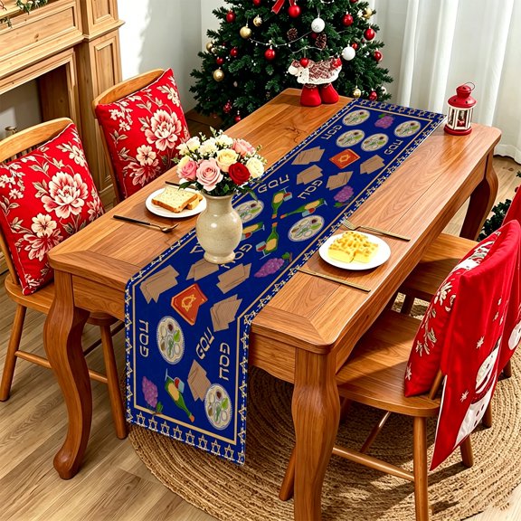 1pc Jewish Hexagram Grape Wine Table Runner, Rosh Hashanah Party Table Decor, Photoshoot Holiday Gift Thanksgiving Christmas