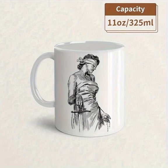 1pc Justice Goddess Themed Ceramic Mug Insulated Reusable Coffee Cup with Lady Justice Design Suitable Hot Cold Drinks Elegant Women Men Birthday Christmas Valentine s Day
