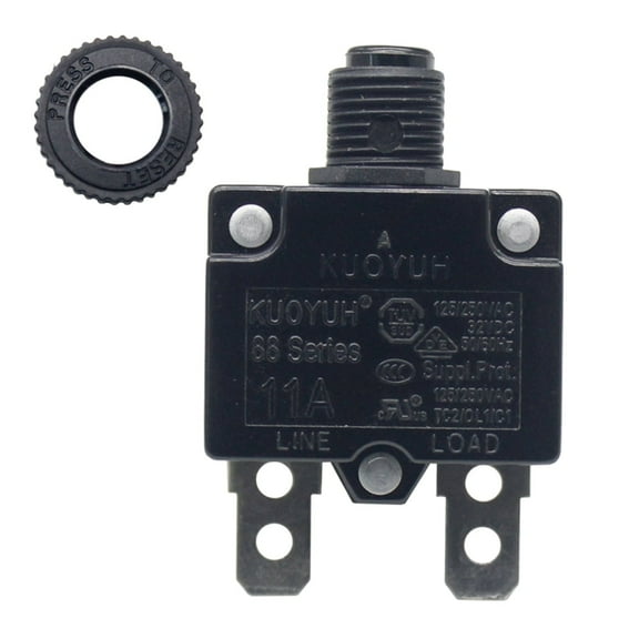 1pc KUOYUH 88 Series 125/250VAC 32VDC 50/60Hz Thermal Overload Circuit Breaker with Waterproof Dust Cap 3-30A (11A 1pc)