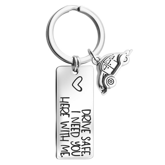1pc Keychain Stainless Steel Drive Safe Car Pendant Key Holder Key Rings Ornaments with Box
