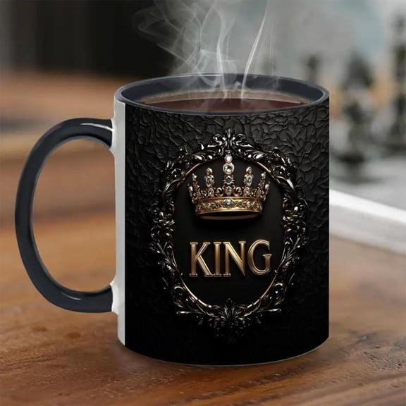 1pc King s Crown Ceramic Mug 11oz Luxury Black Golden Coffee Tea Cup with Golden Crown KING Lettering Durable Hand Wash Only Drinkware Birthdays Mothe
