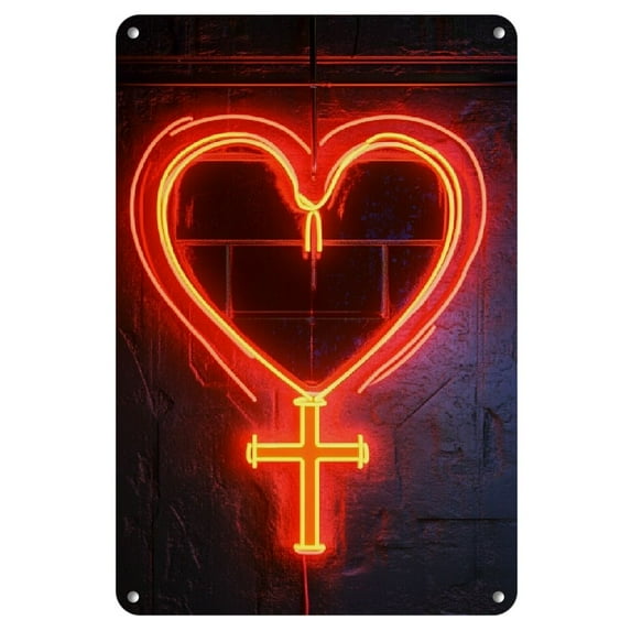 1pc Kingdom Hearts Heartless Neon-Style Metal Wall Art Waterproof Iron Painting Theme Logo Wall Decor for Living Room and Bedroom